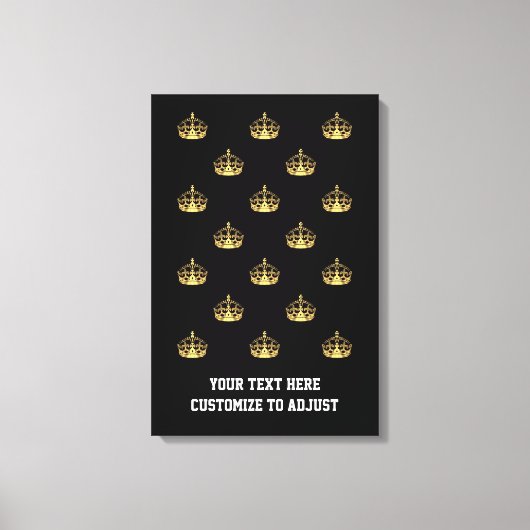 Zwart-gouden kroonpatroon canvas afdruk (Voorkant)