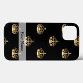 Zwart-gouden kroonpatroon Case-Mate iPhone case (Achterkant (horizontaal))
