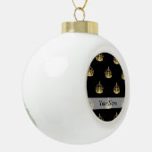 Zwart-gouden kroonpatroon keramische bal ornament (Links)