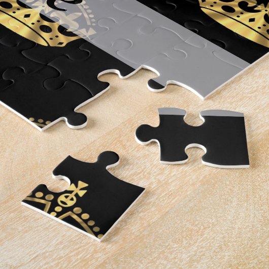 Zwart-gouden kroonpatroon legpuzzel (Zijkant)
