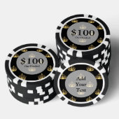 Zwart-gouden kroonpatroon poker chips (Opstapeling)