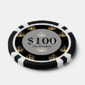 Zwart-gouden kroonpatroon poker chips (Enkel)