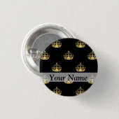 Zwart-gouden kroonpatroon ronde button 3,2 cm (Voorkant /achterkant)