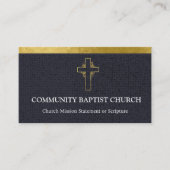 Zwart Gouden Kruis Elegante Kerk Visitekaartjes (Voorkant)