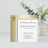 Zwart gouden kruis in liefdevolle herinnering kaart (Staand voorkant)