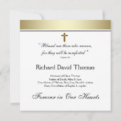 Zwart gouden kruis in liefdevolle herinnering kaart (Achterkant)