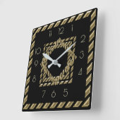 Zwart-gouden kunst Deco Vierkante Klok (Hoek)