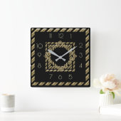 Zwart-gouden kunst Deco Vierkante Klok (Huis)
