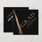 Zwart Gouden Kwast Unieke Afstuderen Op Maat Kaart (Voorkant / Achterkant)