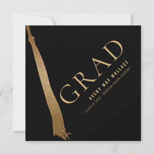 Zwart Gouden Kwast Unieke Afstuderen Op Maat Kaart (Voorkant)