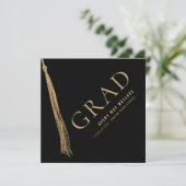 Zwart Gouden Kwast Unieke Afstuderen Op Maat  Kaart (Staand voorkant)