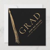 Zwart Gouden Kwast Unieke Afstuderen Op Maat  Kaart (Voorkant)