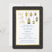 Zwart-gouden lampjes | Uitnodiging Eid Al Fitr (Voorkant)