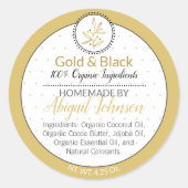 Zwart-gouden lef-homemade en lichaamstanks ronde sticker (Voorkant)