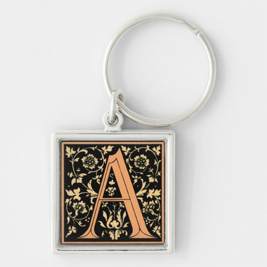 Zwart & Gouden Letter ‘A’ - Sleutelhanger (Voorkant)