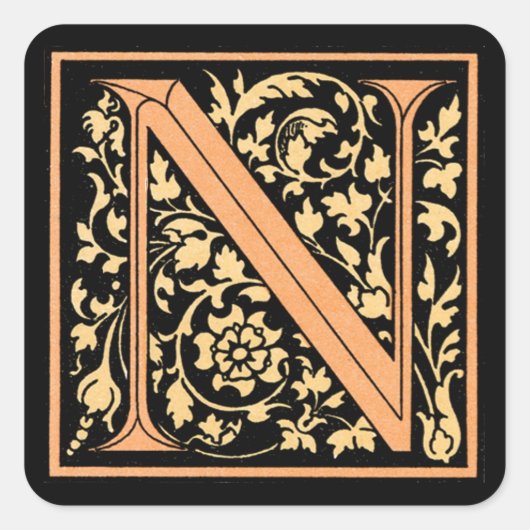 zwart/gouden letter "N" - sticker (Voorkant)