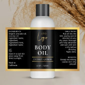 Zwart & Gouden Lichaamsolie 4 OZ Kosmetisch Flesse Rechthoekige Sticker