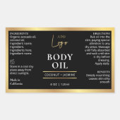 Zwart & Gouden Lichaamsolie 4 OZ Kosmetisch Flesse Rechthoekige Sticker (Voorkant)