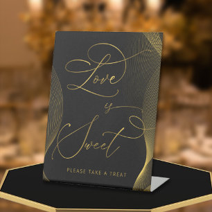 Zwart-gouden liefde is fijn om je te buigen reclamebord met voetstuk