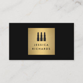 Zwart/Gouden Lipstick Trio Logo voor Make-up Artie Visitekaartje