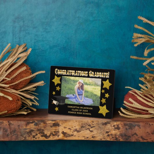 Zwart-gouden litterstrips Afstuderen Fotoplaat (Zijkant)