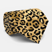 Zwart gouden luipaard afdrukken Cheetah Trendy man Stropdas (Opgerold)