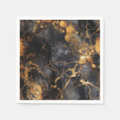 Zwart-gouden luxe marmer-effect Napkins Servet (Voorkant)