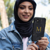 Zwart Gouden Luxe verloop Script Monogram Grappig Case-Mate iPhone Case