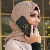 Zwart Gouden Luxe verloop Script Monogram Grappig iPhone 15 Case