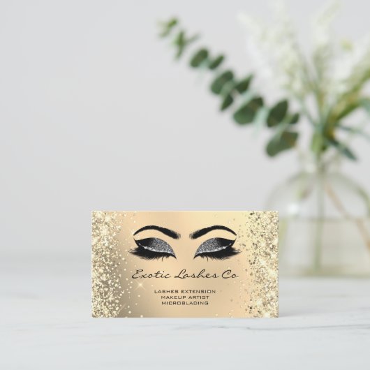 Zwart Gouden Make-up Glitter Lashes Aangepaste Log Visitekaartje (Staand voorkant)