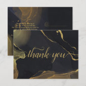 zwart & gouden marmer  bedankkaart briefkaart (Voorkant / Achterkant)