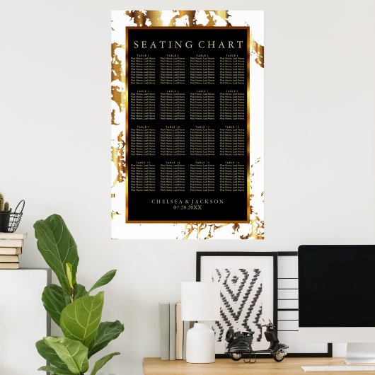 Zwart, gouden marmer en wit - Zitkgrafiek 16 Poster (Thuiskantoor)