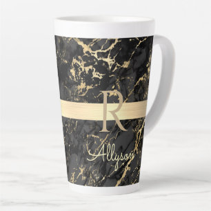 Zwart/Gouden Marmer Gouden Staaf, DIY Naam/Monogra Latte Mok