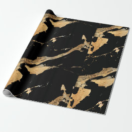 Zwart Gouden Marmer Patroon Cadeaupapier