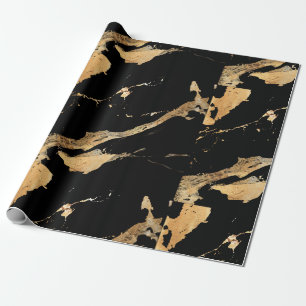 Zwart Gouden Marmer Patroon Cadeaupapier