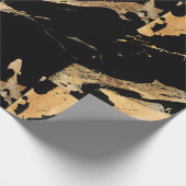 Zwart Gouden Marmer Patroon Cadeaupapier (Hoek)