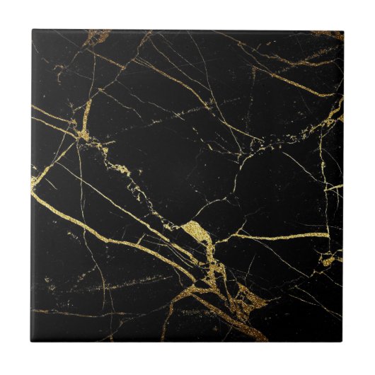 Zwart-gouden marmer Print backsplash keramische Te Tegeltje (Voorkant)