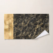 Zwart-gouden marmer-showgordijn bad handdoek (Handdoek)