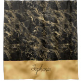 Zwart-gouden marmer-showgordijn douchegordijn (Voorkant)