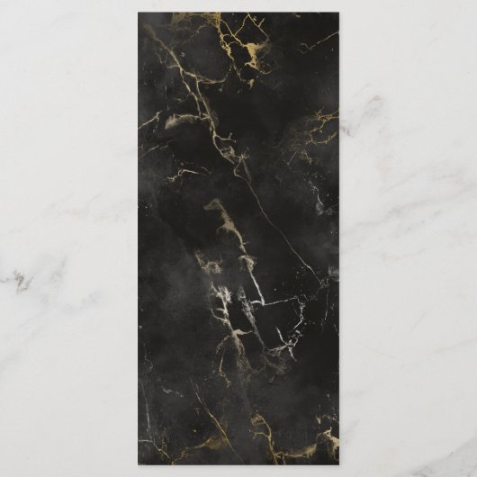 Zwart gouden marmeren agaat Bruiloft Menu Kaart (Achterkant)