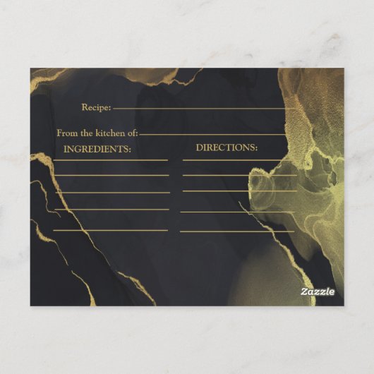 Zwart & Gouden Marmeren Bruidsdouche Uitnodigingsk Briefkaart (Achterkant)