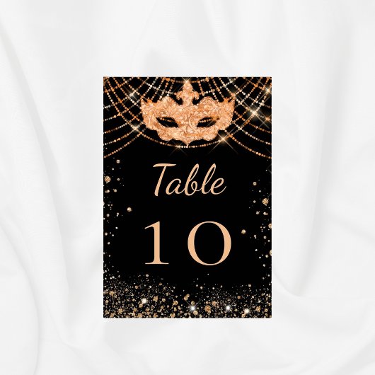 Zwart gouden maskerade glitter kaart