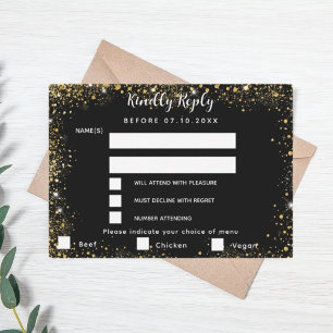 Zwart gouden menu opties trouw-RSVP