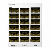 Zwart-gouden metalen Chevron Zigzag Pattern Etiket (Full Sheet)
