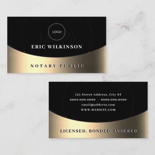 Zwart gouden metallic faux textuur Visitekaartje (Voorkant / Achterkant)