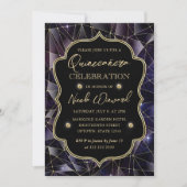 Zwart-gouden midnight Crystal Galaxy Quinceanera Kaart (Voorkant)