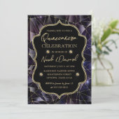 Zwart-gouden midnight Crystal Galaxy Quinceanera Kaart (Staand voorkant)