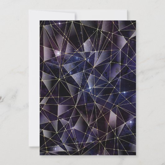 Zwart-gouden midnight Crystal Galaxy Quinceanera Kaart (Achterkant)