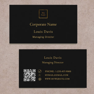 Zwart gouden moderne minimalistische premium logo visitekaartje