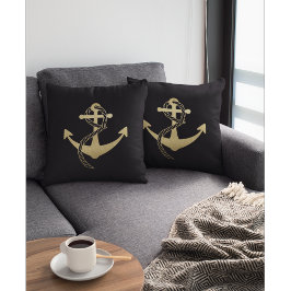 Zwart-gouden moderne Nautische kussen